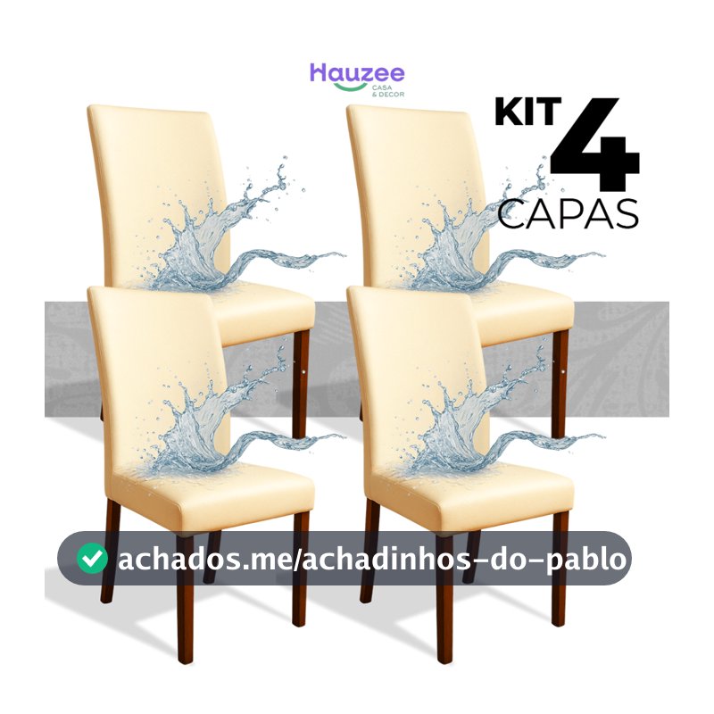 Kit 4 Capas de Cadeira em Corino 100% Impermeável Encaixe Perfeito
