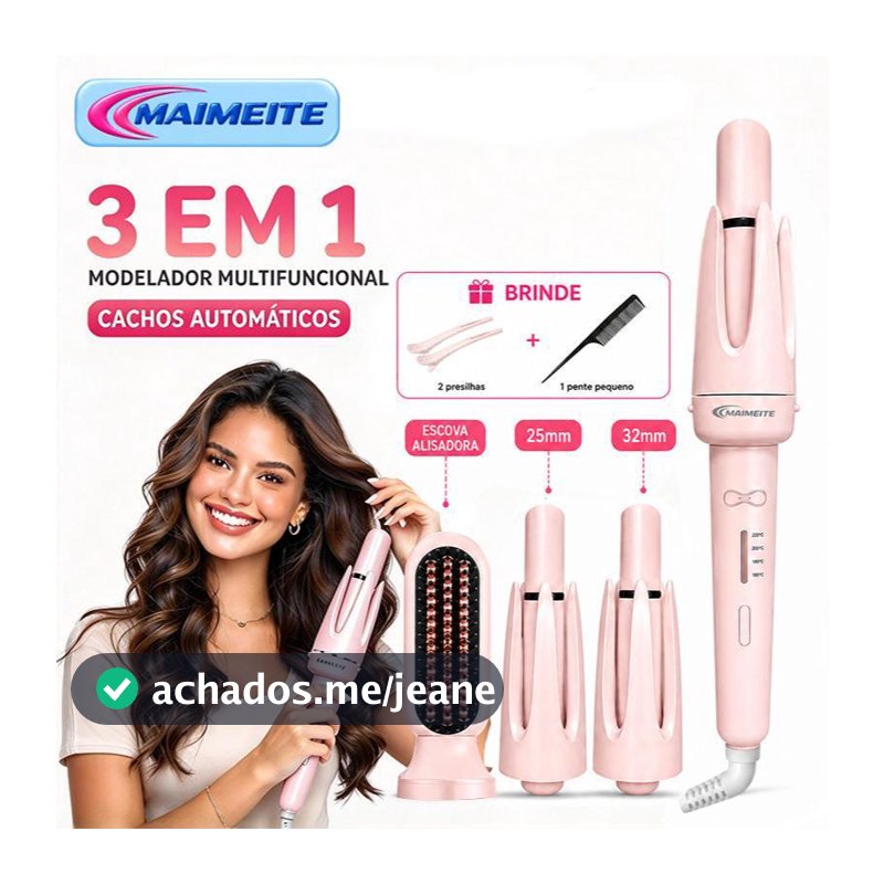 MAIMEITE Modelador de Cachos 3 em 1 Cerâmica Ferro Ondulação Automático Giratório Aquecimento Rápido Bivolt110V-220V