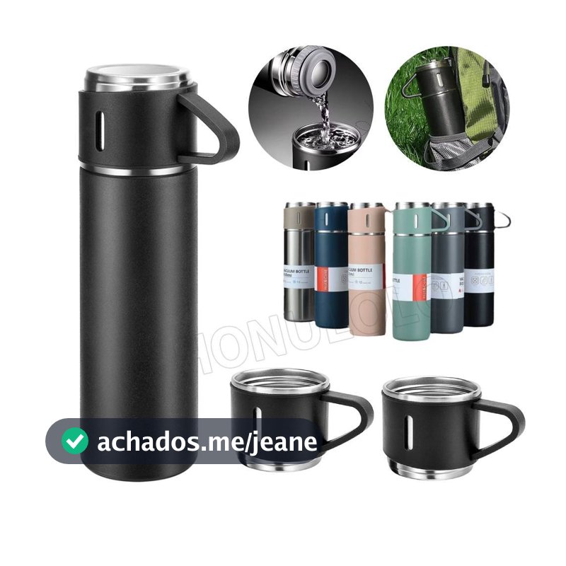 Caneca Garrafa Térmica Vacuum Bottle Inox  Bebidas Fria ou Quente 500ml, Disponível em Várias Cores