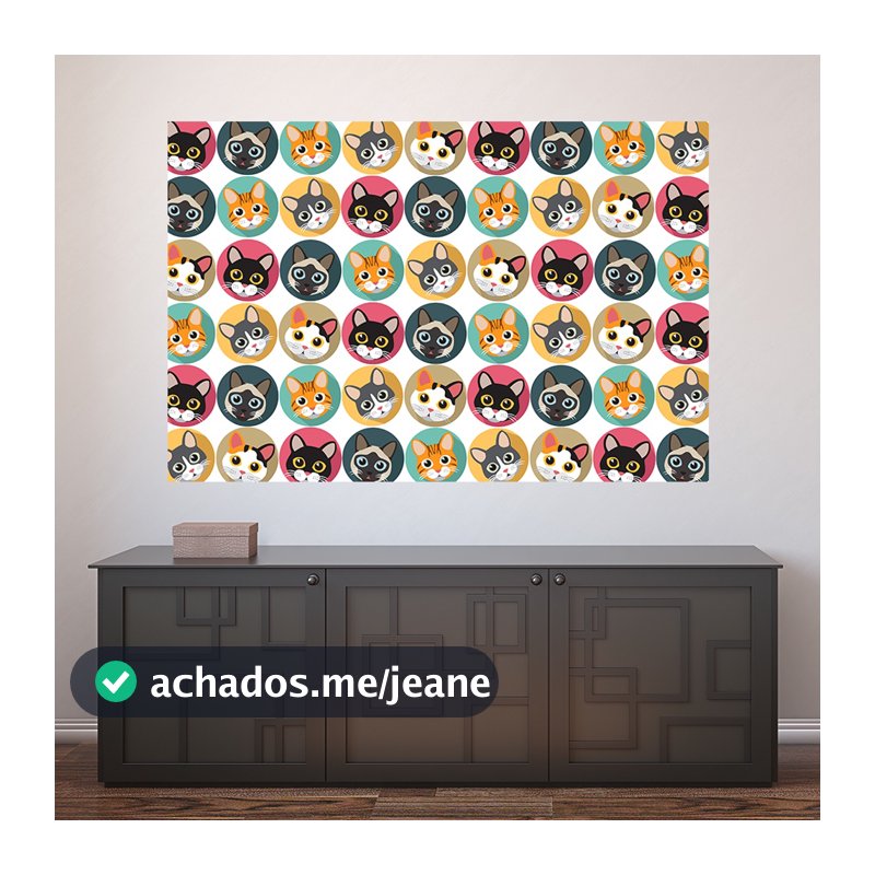 Painel Adesivo Decorativo de Parede Gatos Pet Shop Veterinário Animais Casa Sala Quarto - 1376pn
