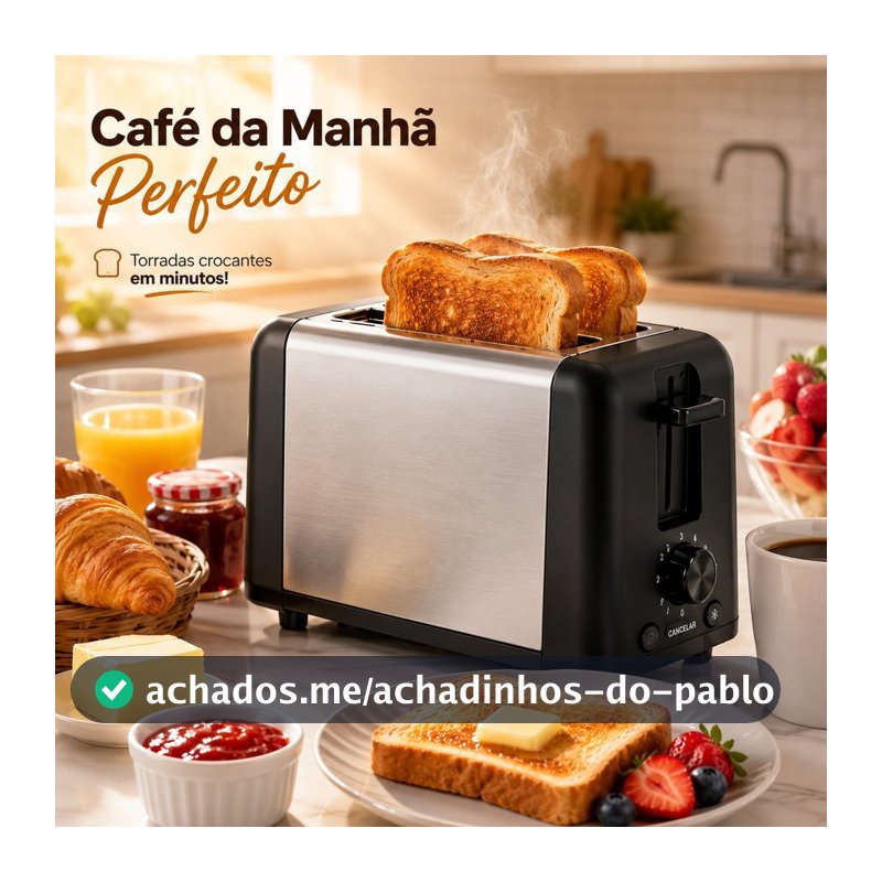 torradeira elétrica 2 fatias com controle de temperatura e bandeja coletora