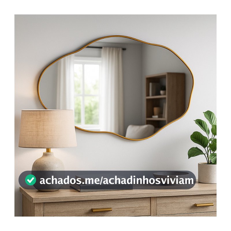 Espelho Orgânico Pedra 60x40cm Decorativo Moderno Para Sala Quarto Banheiro
