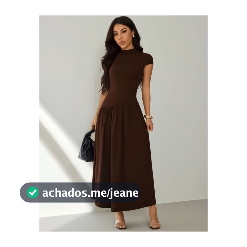 Vestido Longo Drapeado Suplex Soltinho Confortável Manga Curta Casual