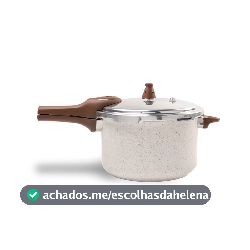 Panela de Pressão 6.8l Brinox Ceramic Life Pressure com Fundo de Indução 24 cm Vanilla