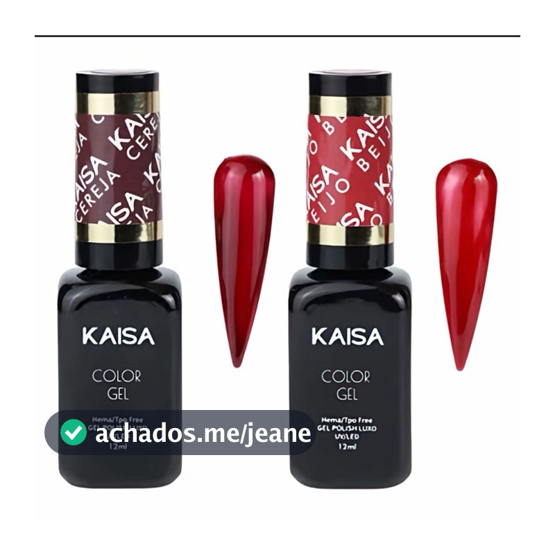 Kit Esmaltes em Gel Vermelho Vitral KAISA Cereja e Beijo UV LED Unhas em Gel