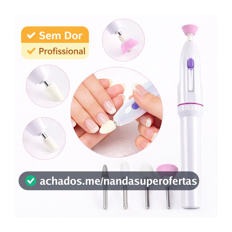 Removedor de Cutículas Elétrico Portátil | Lixa Elétrica para Unhas Profissional KitManicurePedicure