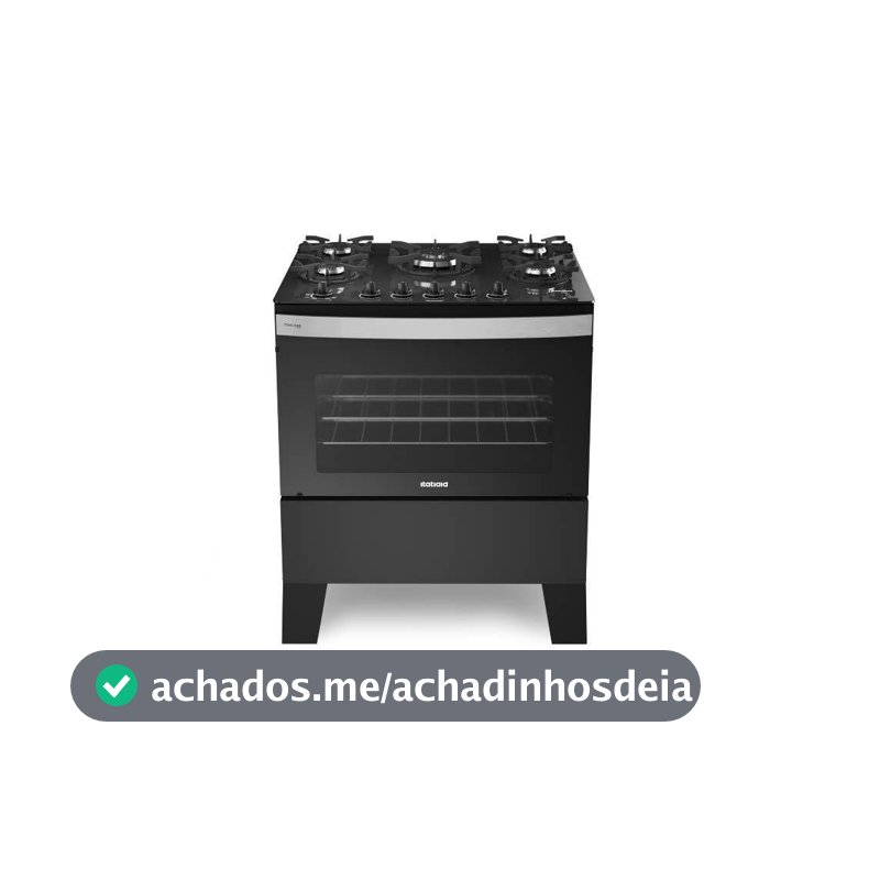 Fogão Itatiaia Itaglas Piso 5 Bocas Preto Mesa Vidro Bivolt