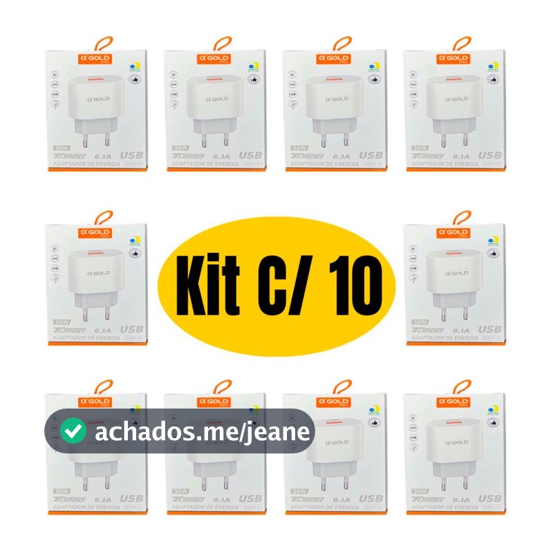 Kit 5 10 e 20 Fonte USB  Turbo 30W iPhone e Android Para Revenda