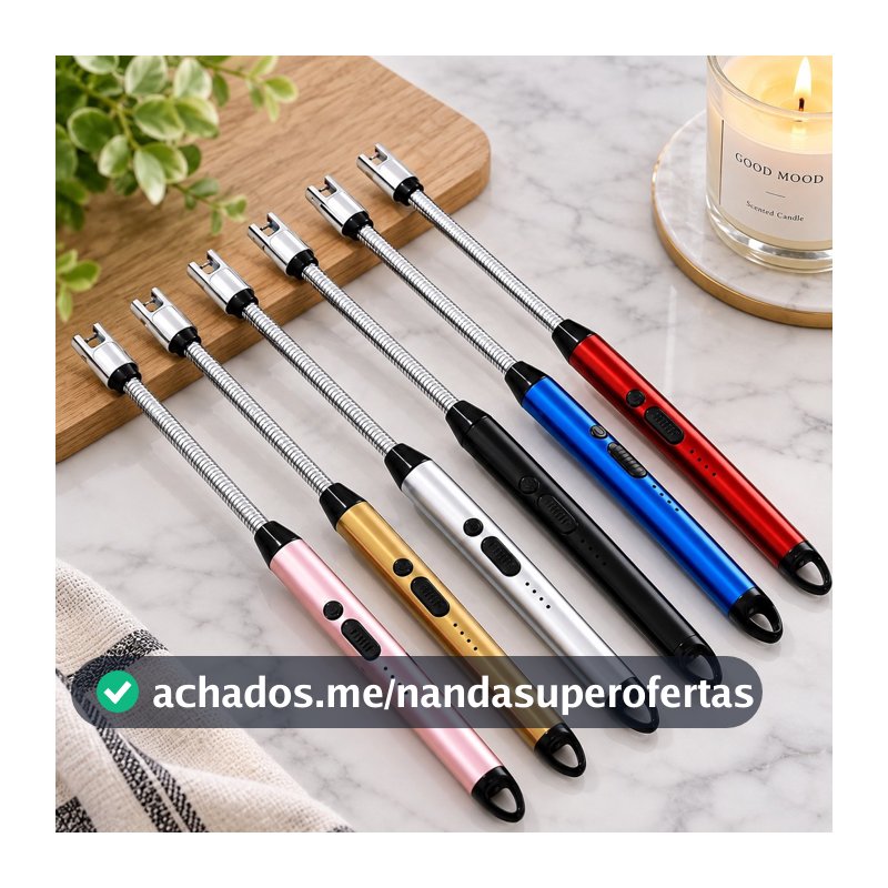 Isqueiro Elétrico USB Recarregável Acendedor para Fogão Churrasqueira Velas e Lareira sem Chama