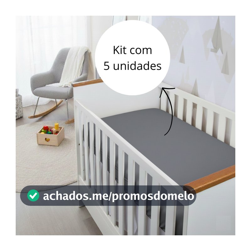 Kit 5 Lençóis Berço Padrão Americano com Elástico 400 fios Quarto de Bebê