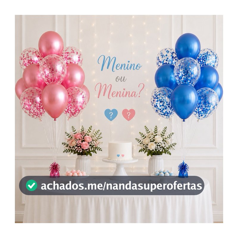 Kit Buquê de Balão Bexiga Metalizado com Confete Decoração Festa Aniversário Casamento Chá Revelação