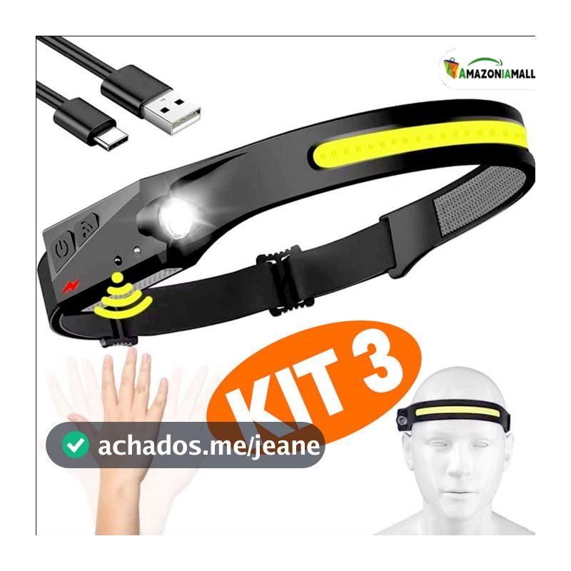 Kit de lanterna tática recarregável + USB LED Lanterna de cabeça corporal Lanterna de acampamento esportivo