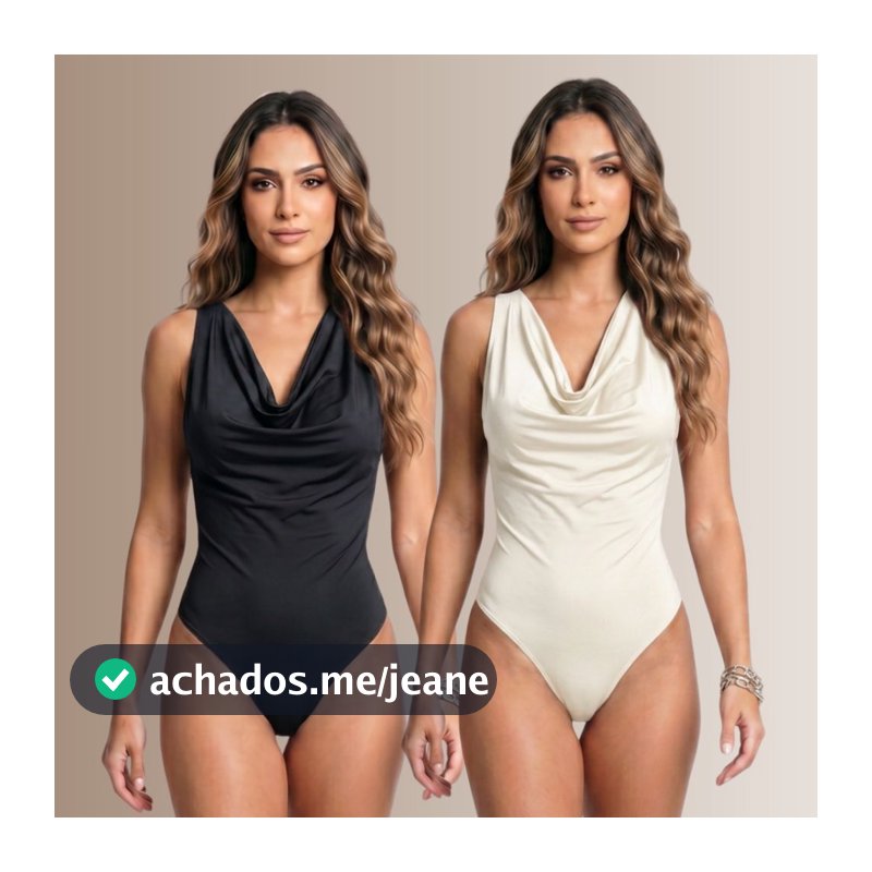 Kit 2 Body Feminino Poliamida Premium Gola Degagê Fecho Regulável Tecido Zero Transparência Tamanho Único 36 ao 44