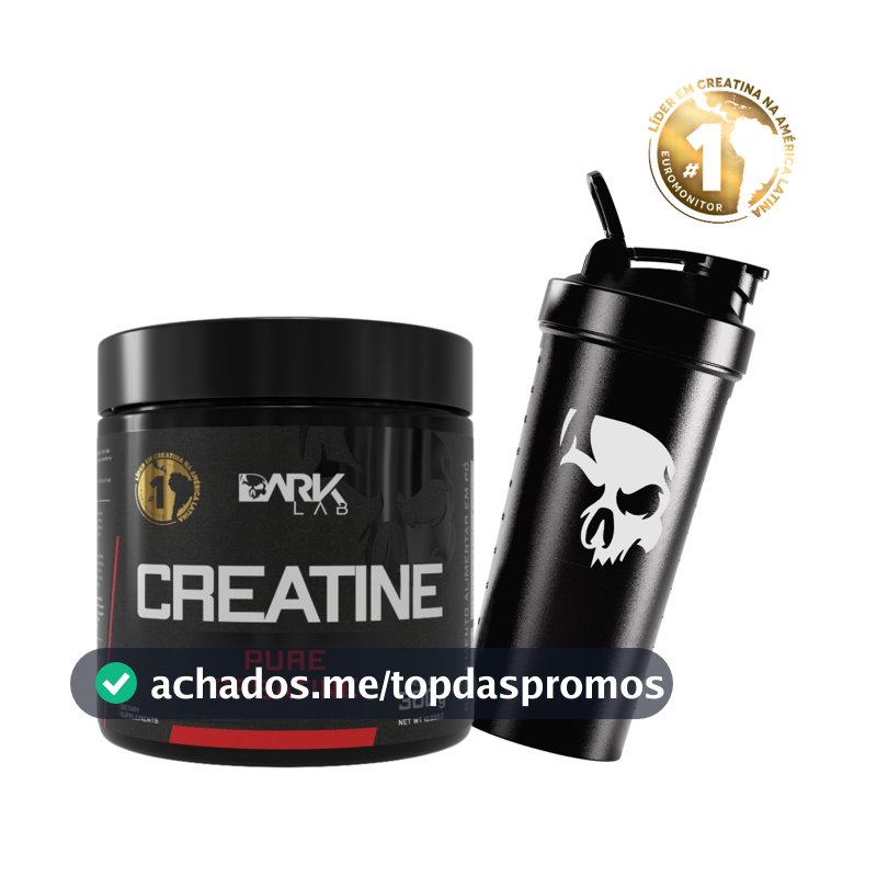 kit Creatina Monohidratada 100% Pura 300g + Coqueteleira Fuse com Rede 700ml Preta - Dark Lab