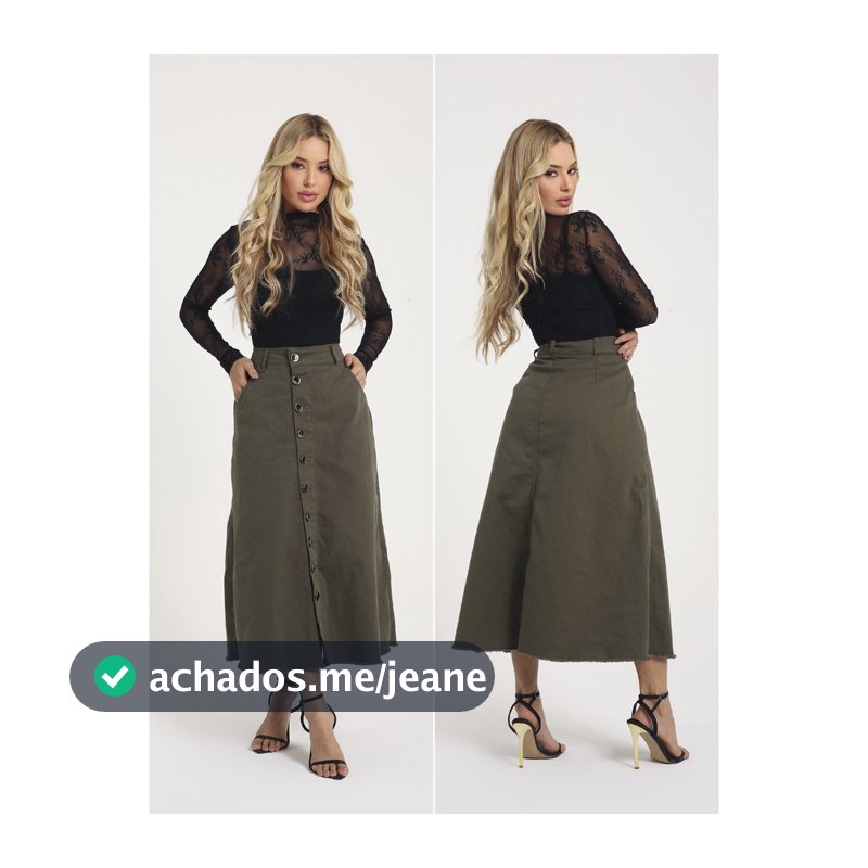 Saia Longa Feminina Evangélica Brim e Jeans 100% Algodão Barra Desfiada Acompanha Cinto