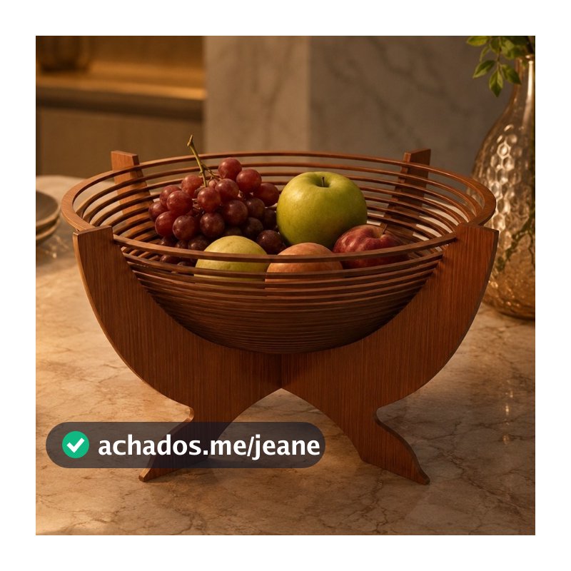 Fruteira Bowl em MDF para Mesa Decorativa Redonda multiuso para Sala Quarto Banheiro Cozinha