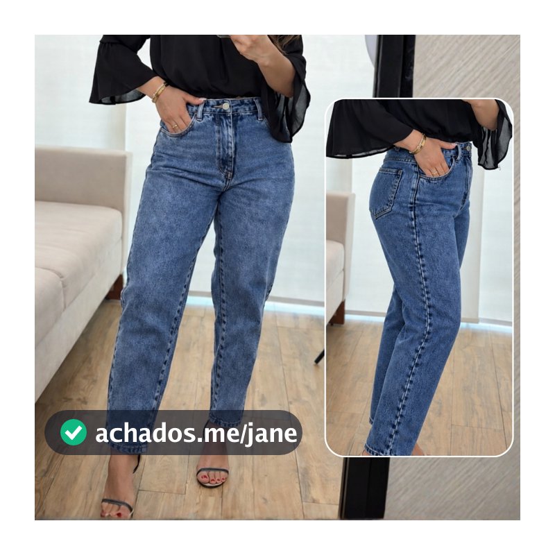 Calça MOM Jeans Feminina Cintura Alta 100% Algodão