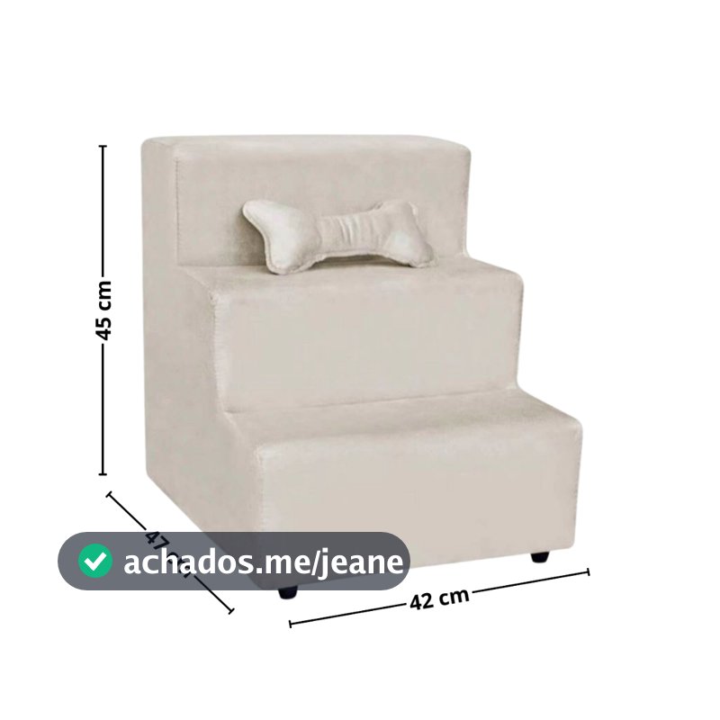 Escada Pet Estofada 3 Degraus para Cachorrinho e Gato com Brinde, Escadinha com Conforto e Segurança