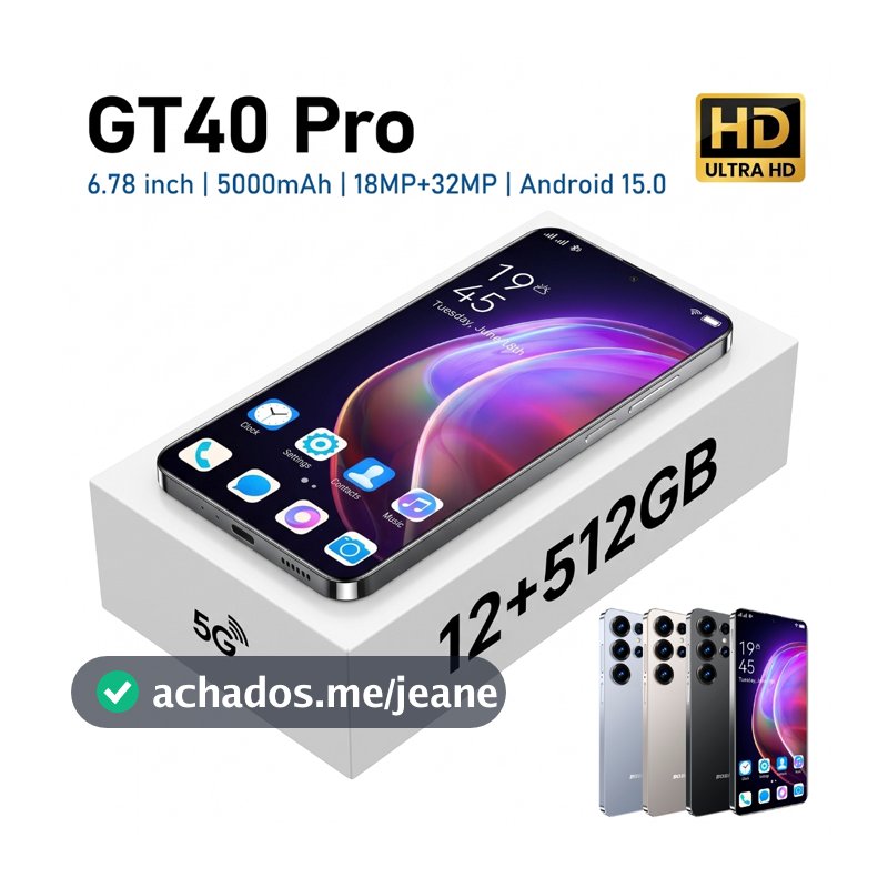 Smartphone GT40 Pro 12GB RAM+512GB ROM Dual SIM 6.78" AMOLED 5000mAh 5G Cell Phone Global Ready for Delivery