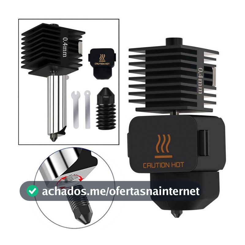 Hotend Completo para Bambu Lab A1 e A1 Mini, Bico 0,4mm de Aço Endurecido Kit Extrusora de Reposição para Impressora 3D