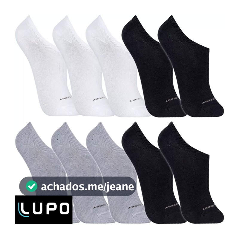 Kit 10 Pares Meias Lupo Original Sapatilha Cano Curto Algodão Confortável Esportiva Academia
