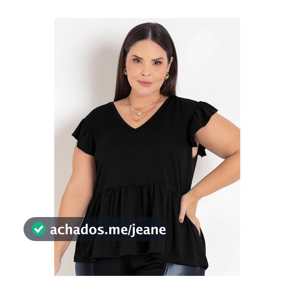 Blusa Feminina Manga Curta Peplum Soltinha Plus Size