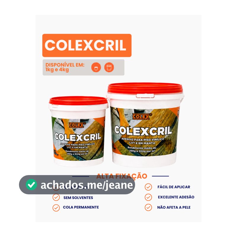 Cola para Piso Vinílico - 1kg e 4kg (COLEX) Adesivo Para Piso Vinilico LVT e em Manta