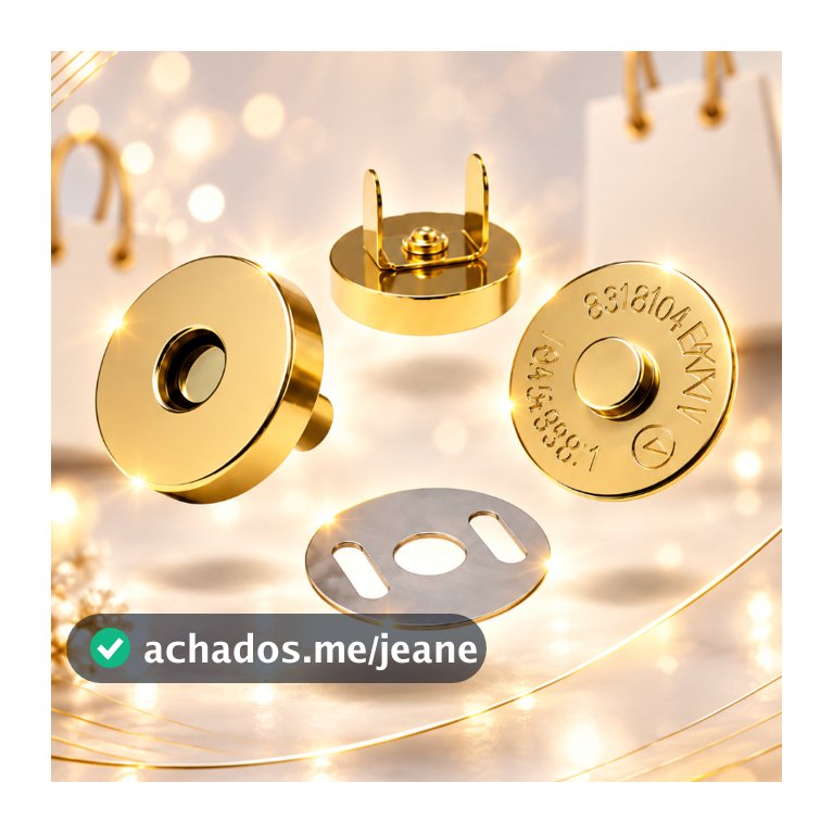Kit 10 a 50 Botões Mágnetico Imantado P/ Costura Fecho Para Carteira Bolsa 18mm Prata Dourado