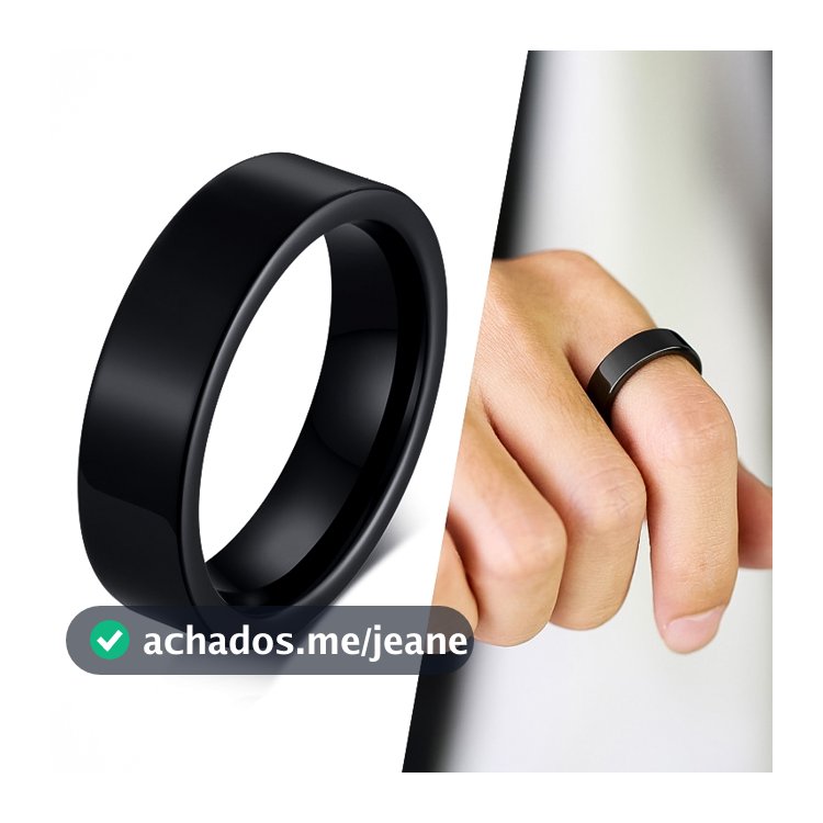 Anel de Aço Inoxidável Preto ou Prata 6mm Reto Liso Masculino Feminino