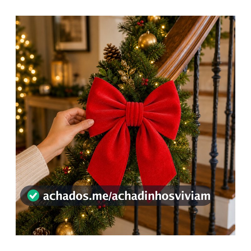 Laço Natalino Vermelho Aveludado 20x25cm Luxo Premium para Árvore Porta Guirlanda Enfeite Decoração de Natal Sofisticado
