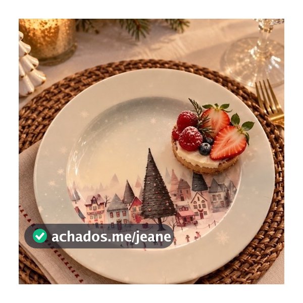 Prato Para Sobremesa Decoração Natalina Vila Natal Escolher Quantidade 17,5 cm melamina