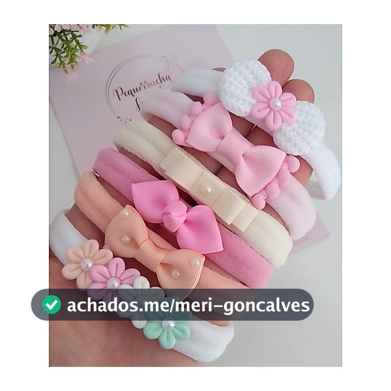 Kit 6 Faixinhas de Cabelo Para Bebê Menina Laço  RN Meia de Seda Confortável Maternidade Enxoval Luxo