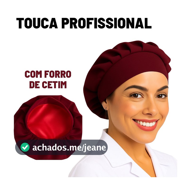 Touca cirúrgica com forro de cetim hospitalar feminina enfermagem doceira cozinha com elástico