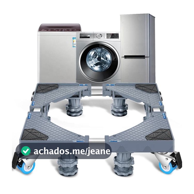 Suporte Para Geladeira / Maquina De Lavar E Fogão Inox Com Rodinhas Base Móvel Flexível Carrinho