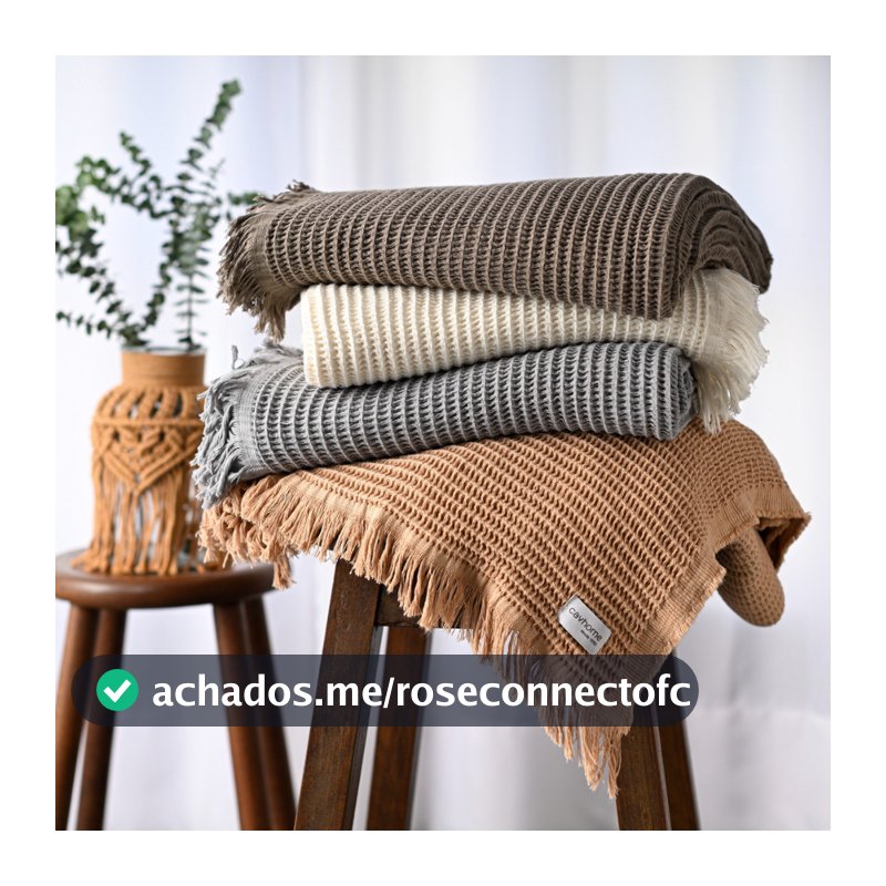 Manta Sofá Gigante Decorativa 100% Algodão Premium 150x200cm Piquet Trançado - Cavhome