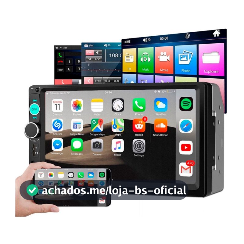 Dvd Automotivo 2 Din Central Multimidia Mp5 Bluetooth Usb Sd Tela 7 Hd Espelhamento