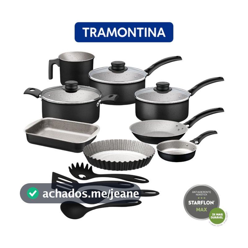 Jogo De Panelas Antiaderente Tramontina 12 Peças Turim Com Utensílios