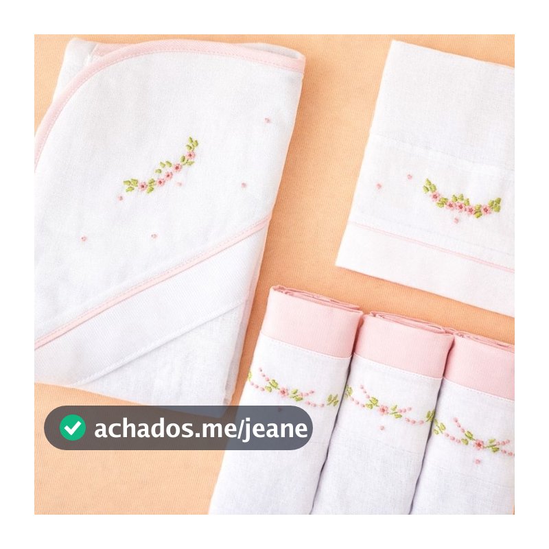 Kit Coordenado com 1 toalha de banho capuz + 1 pano de boca + 3 Fraldas de Ombro Luxo - Pronta Entrega