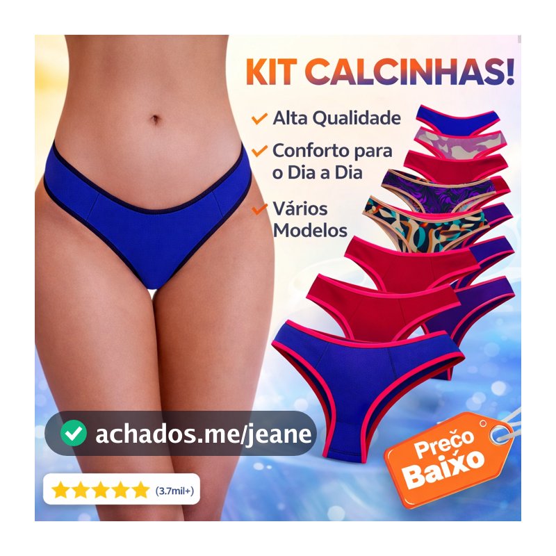 Kit Calcinhas Feminina Tanga em Suplex e Microfibra Adulto Conforto