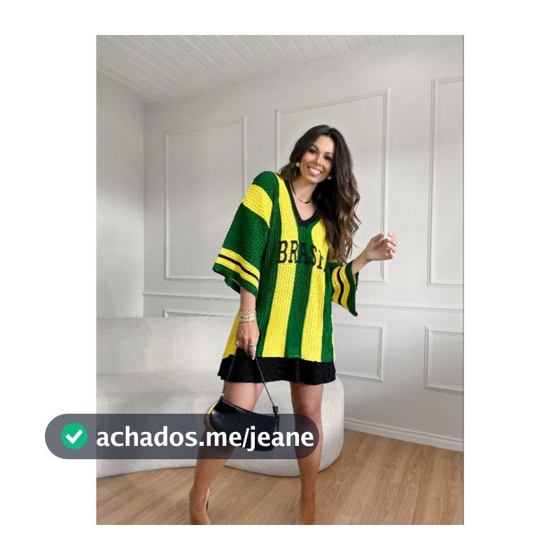Blusa do Brasil Feminina Tricot Estilosa Elegante Tendência Copa Tricô