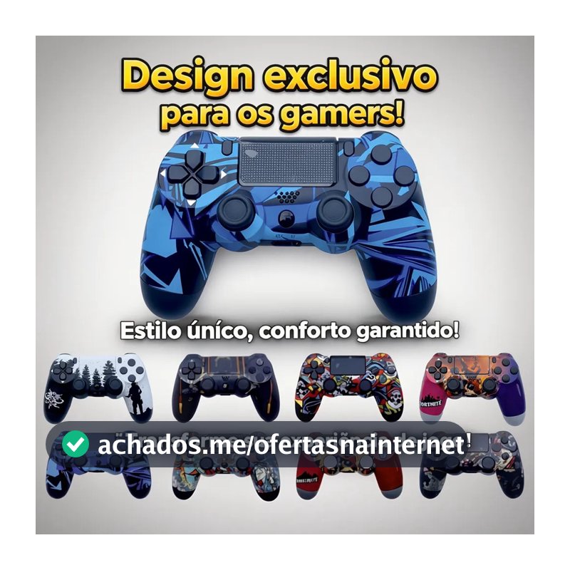 Controle Premium Sem Fio Temático Camuflagem para PS4 com Funções Especiais