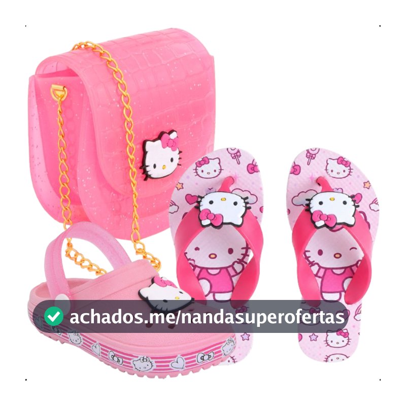 Kit Infantil Menina Rosa Babuche + Chinelo + Bolsa Feminina 3 Peças Kids Marca Mippofun