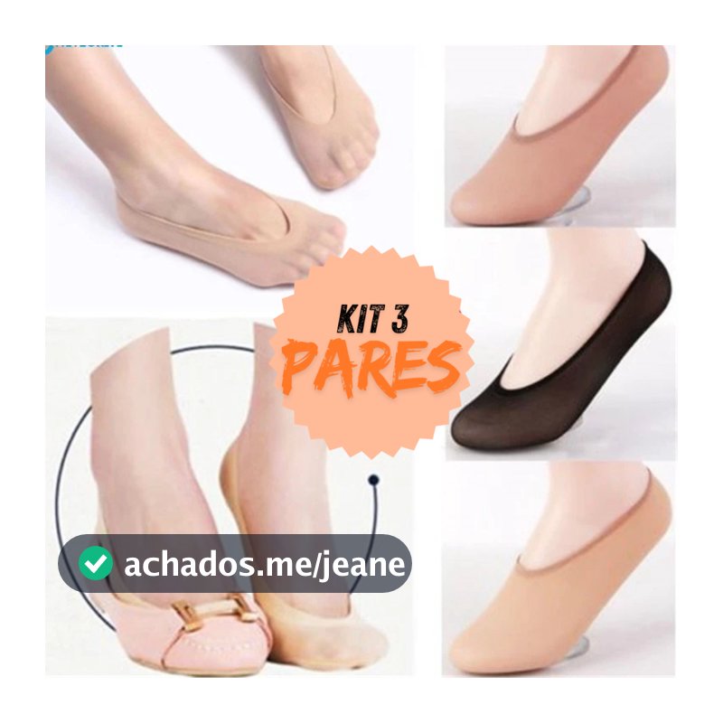 Kit 3 Pares Meia Fina Sapatilha Invisível Soquete Feminina 35-40 Confortável