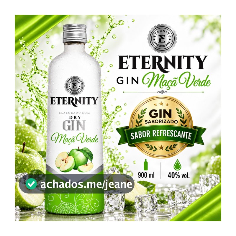 Kit Gin Eternity Maçã verde 900ml 40% Vol | 1, 2, 3 ou 4 Unidades
