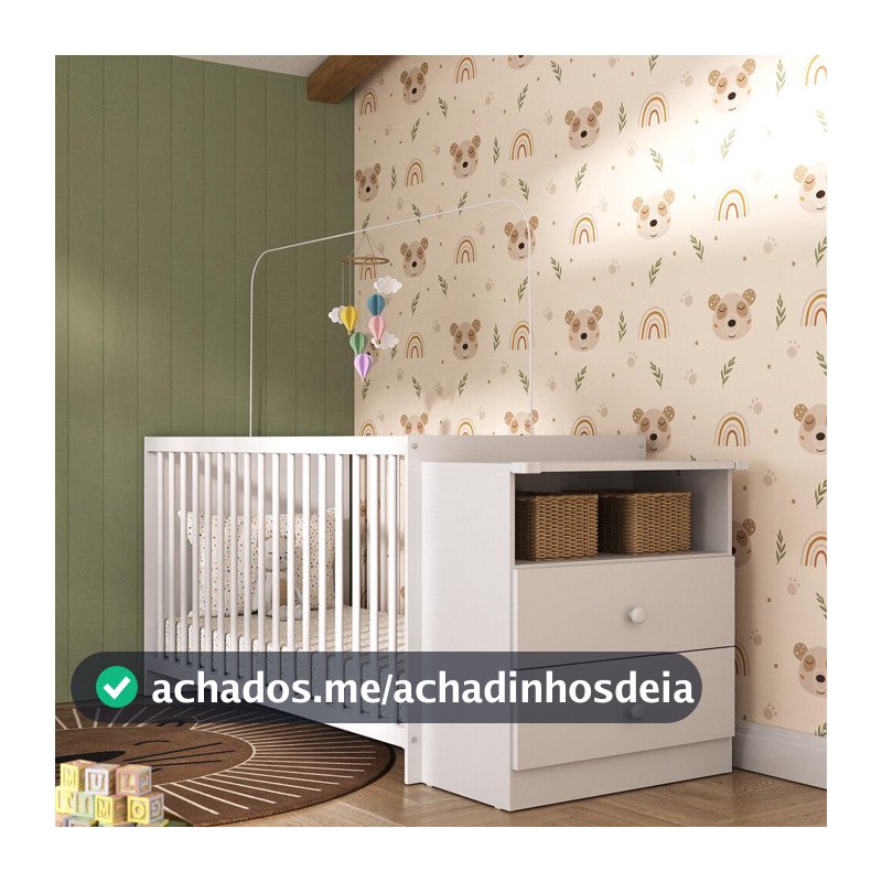 Berço Cômoda para Colchão 60 x 130 cm Multimóveis Meu Bebê FG2870 Branco