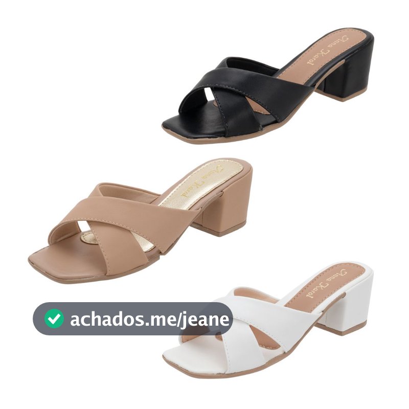 Sandalia Tamanco Salto Social Bico Quadrado X