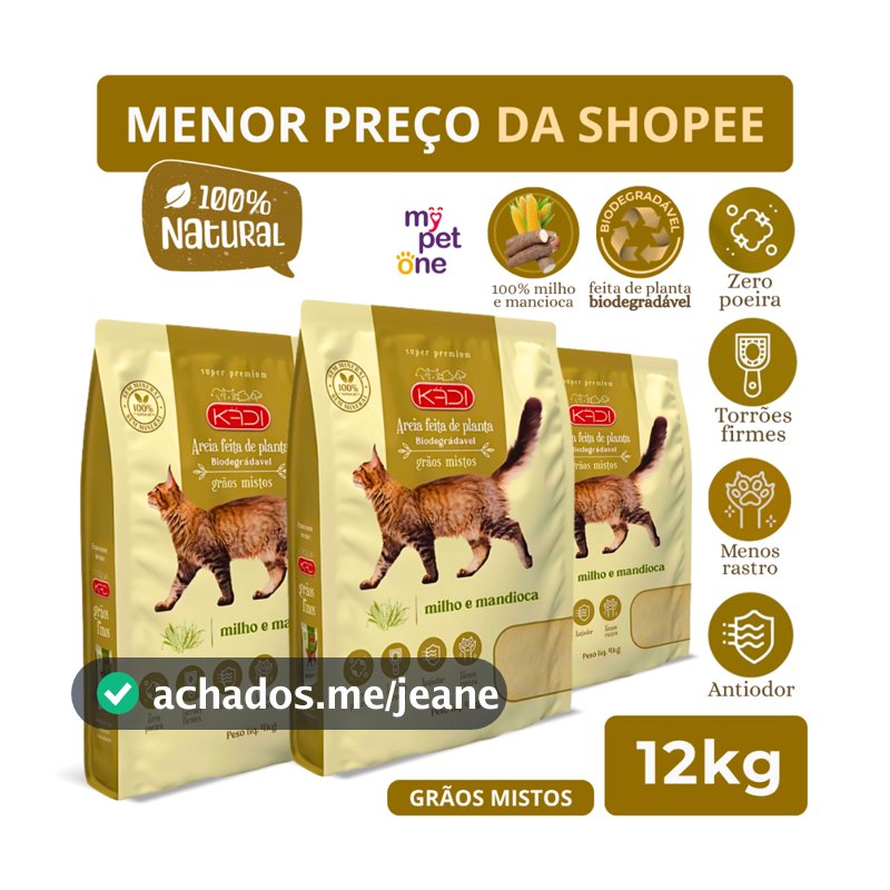 Areia Biodegradável 4 Kg Grãos Mistos - Kadi