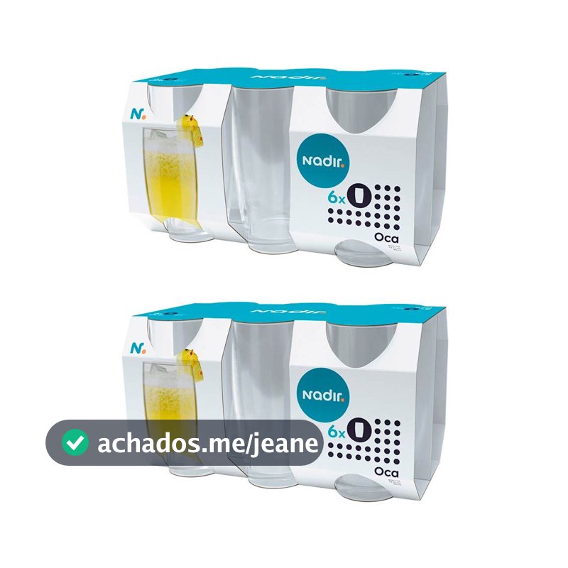 Kit 12 Copos Nadir Oca Long Drink de Vidro Liso 300ml