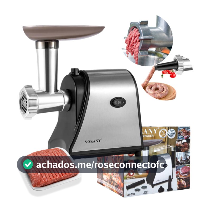Máquina Moer Moedor De Carne Elétrico 500W Faz Linguiça Carne Frango 110V 220V