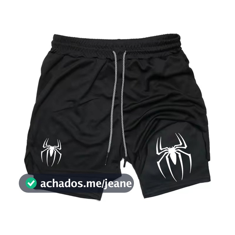 Short Dry-fit Compressão 2 Em 1 Homem Aranha Anime Moda